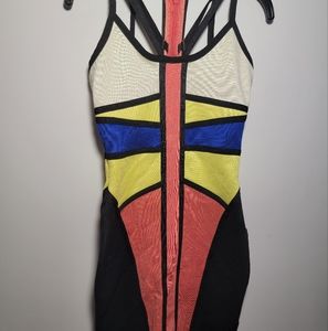 Gold label colorful body con dress / size m